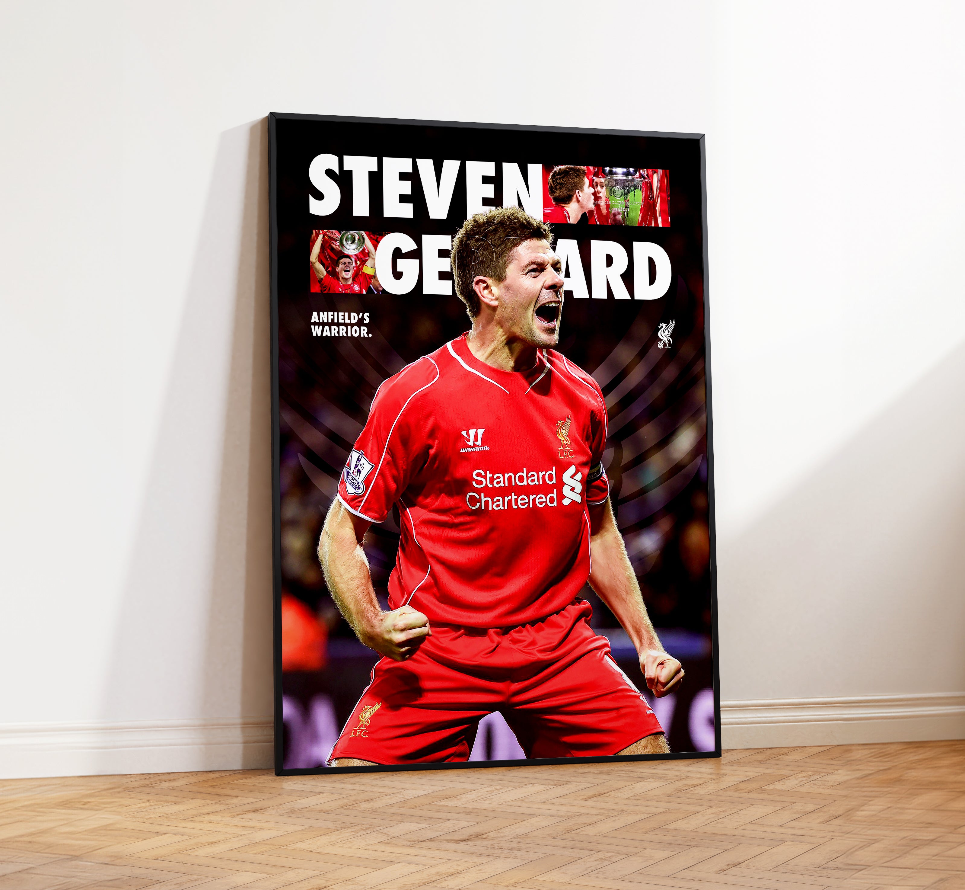 Affiche Steven Gerrard Angleterre A4 - Photo Dédicacée Avec Monture - Cadeau
