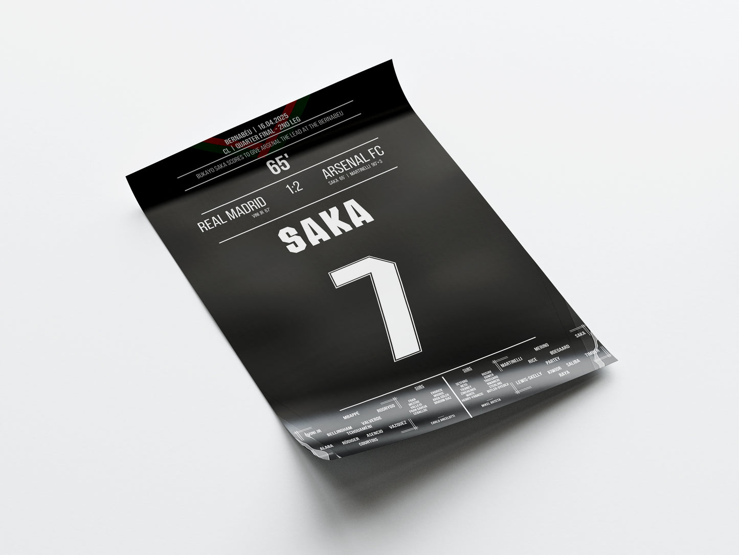 Bukayo Saka 'UCL Quarter-Final Jersey' Poster