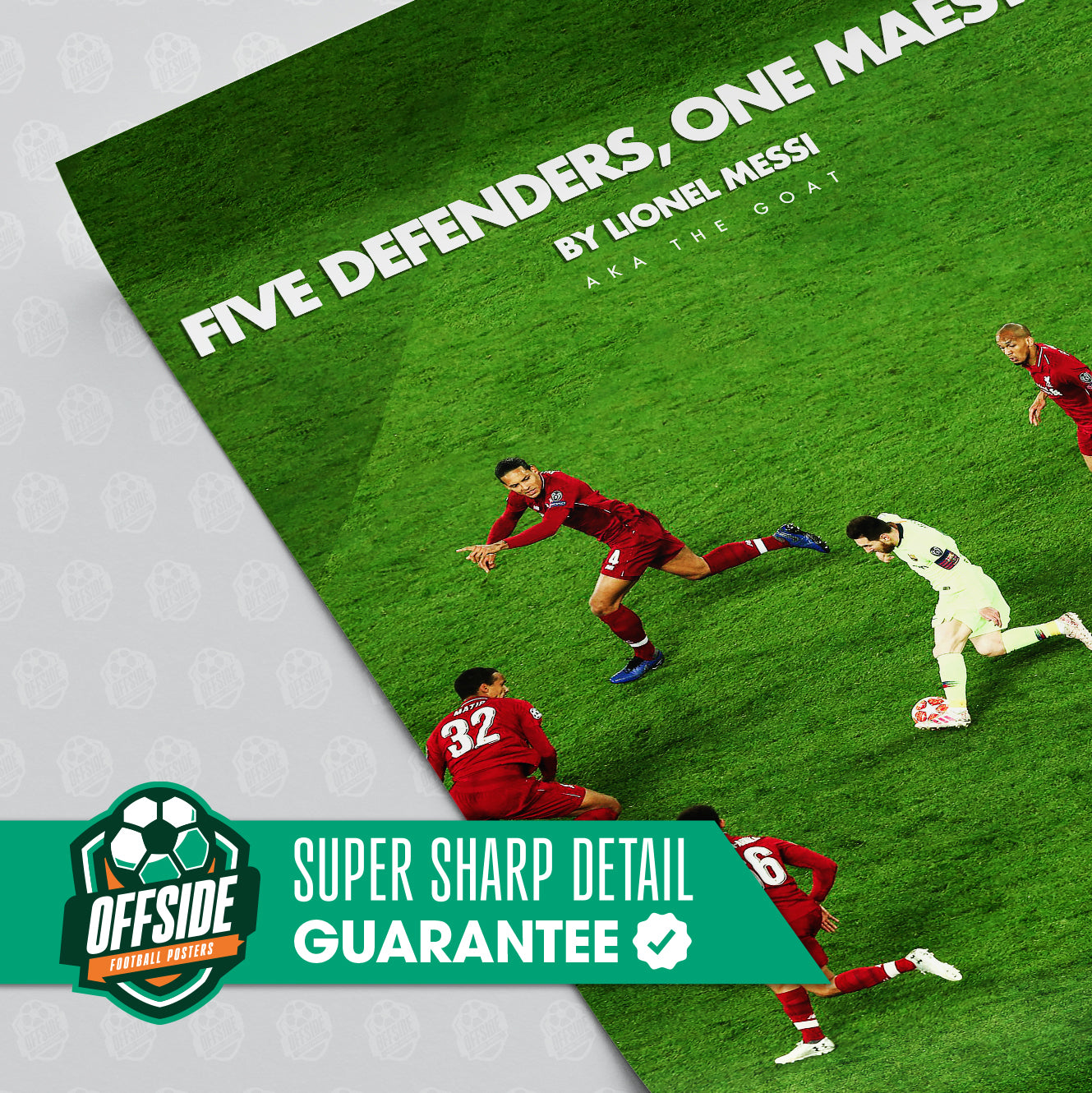 Lionel Messi '5 Defenders, 1 Maestro' Poster – Offside Posters