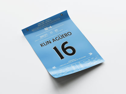 Sergio Aguero 'Premier League Jersey' Poster