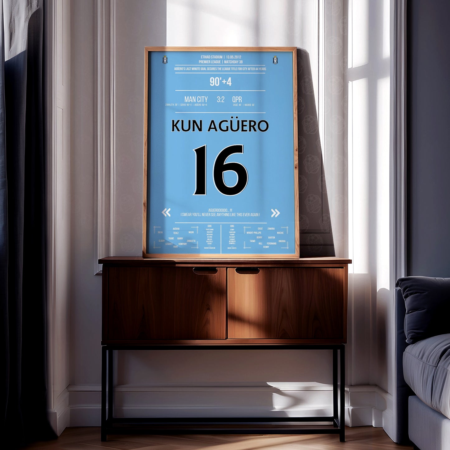Sergio Aguero 'Premier League Jersey' Poster