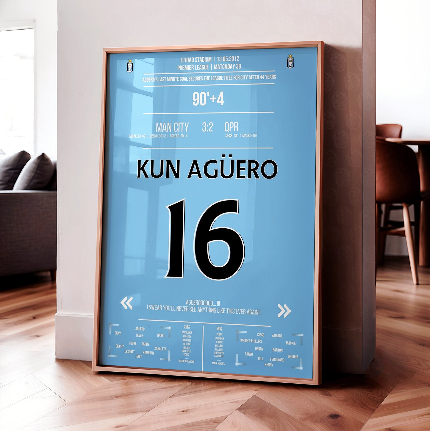 Sergio Aguero 'Premier League Jersey' Poster