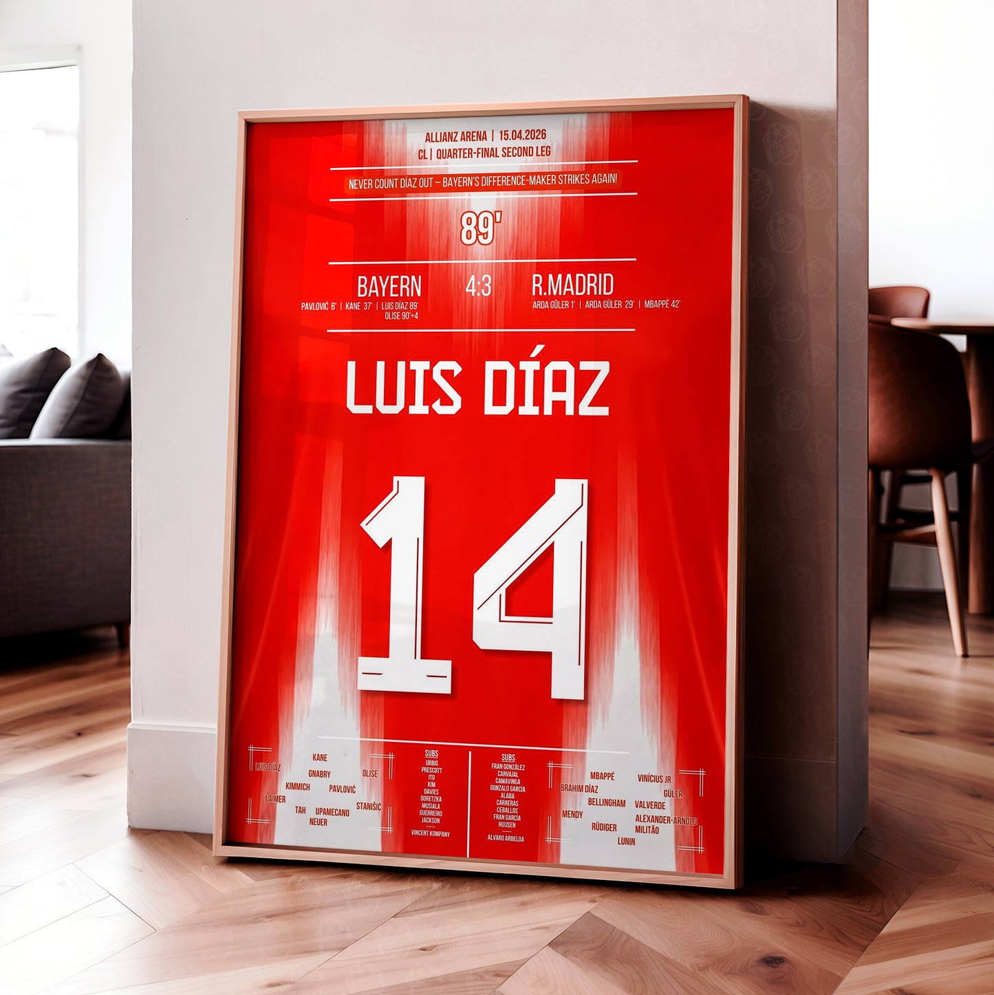 Luis Diaz 'UCL Quarter-Final Jersey' Poster
