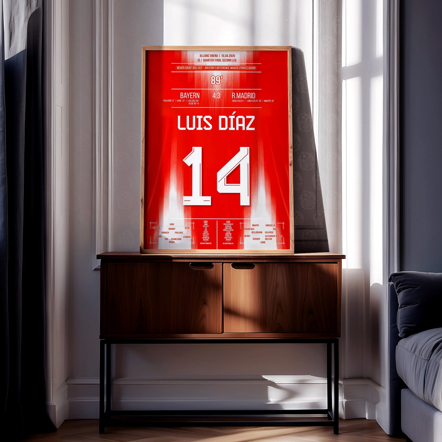 Luis Diaz 'UCL Quarter-Final Jersey' Poster