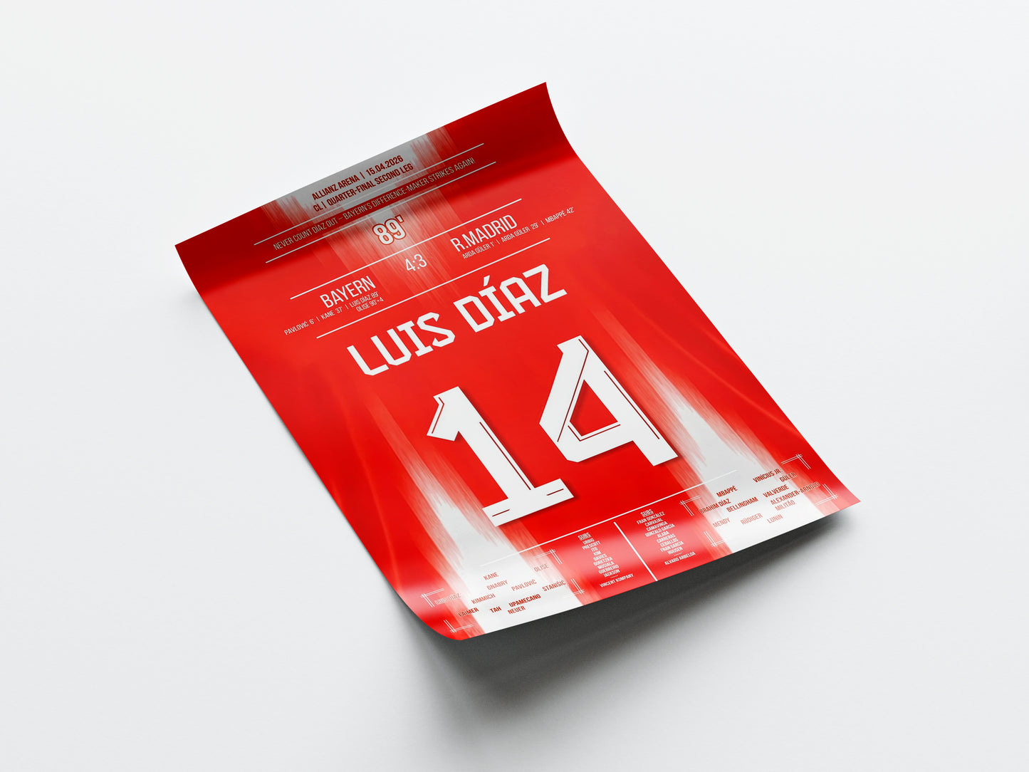 Luis Diaz 'UCL Quarter-Final Jersey' Poster