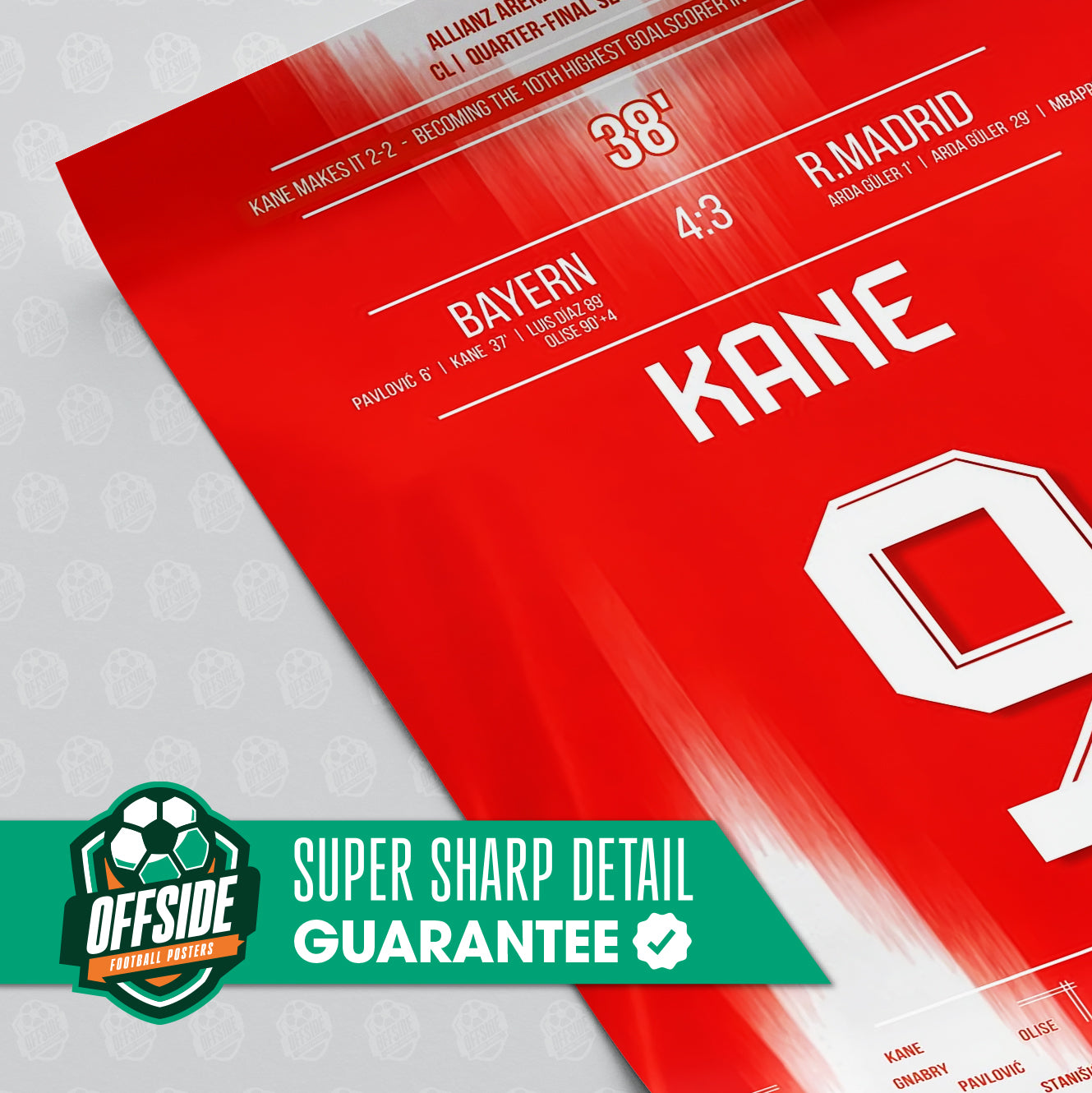 Harry Kane 'UCL Quarter-Final Jersey' Poster - Image 3