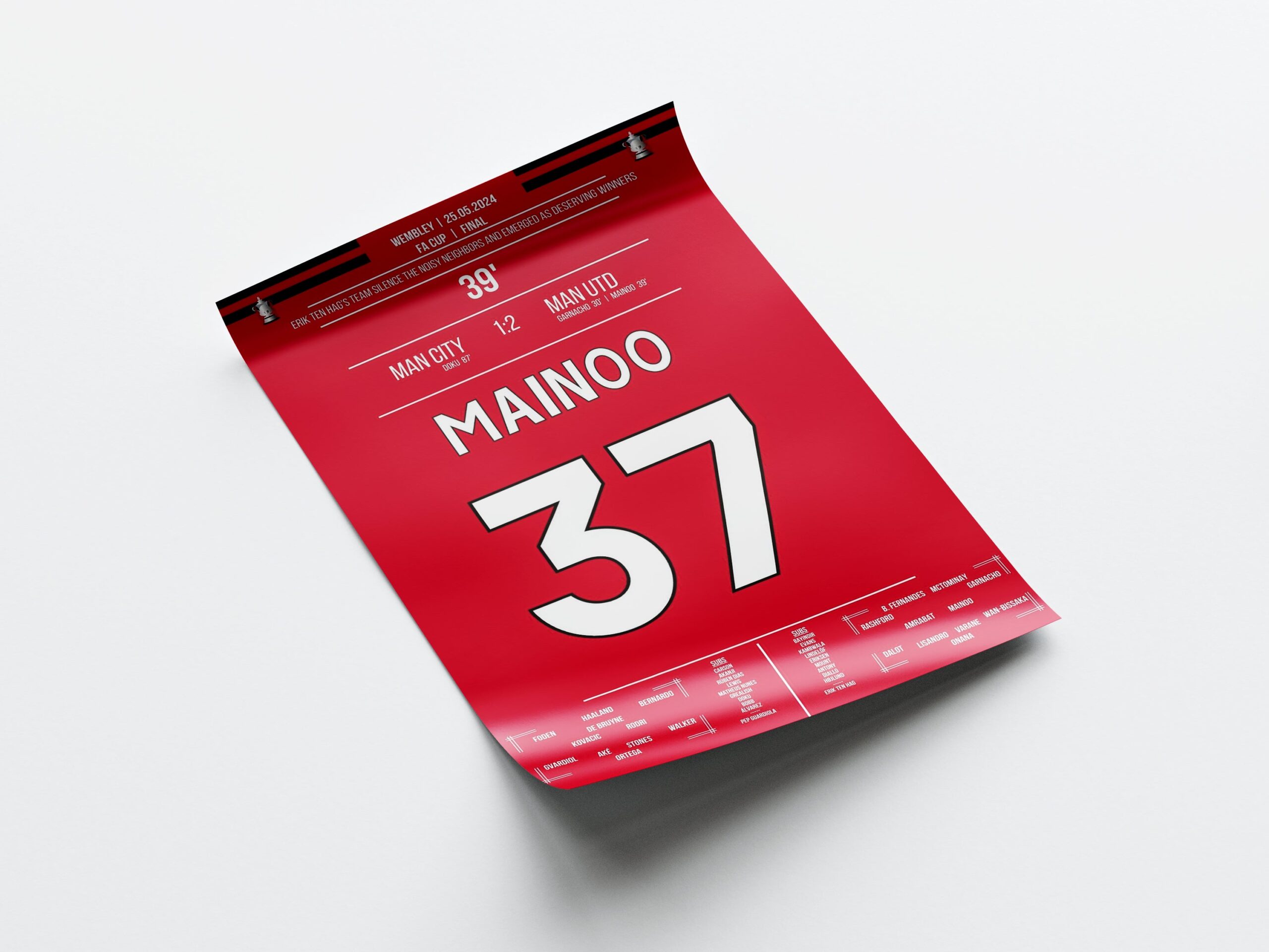 Kobbie Mainoo 'FA Cup Jersey' Poster - Image 4