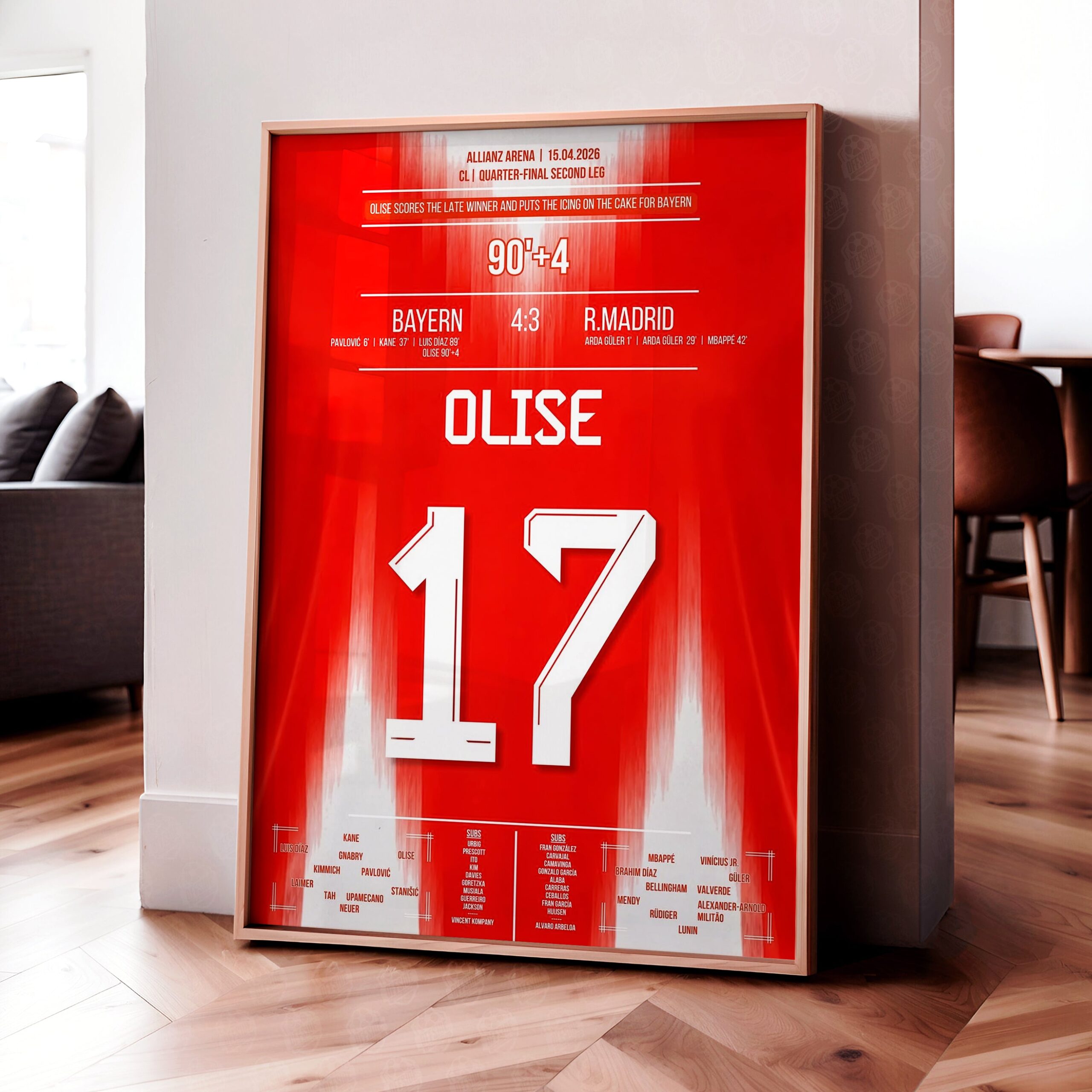 Michael Olise 'UCL Quarter-Final Jersey' Poster