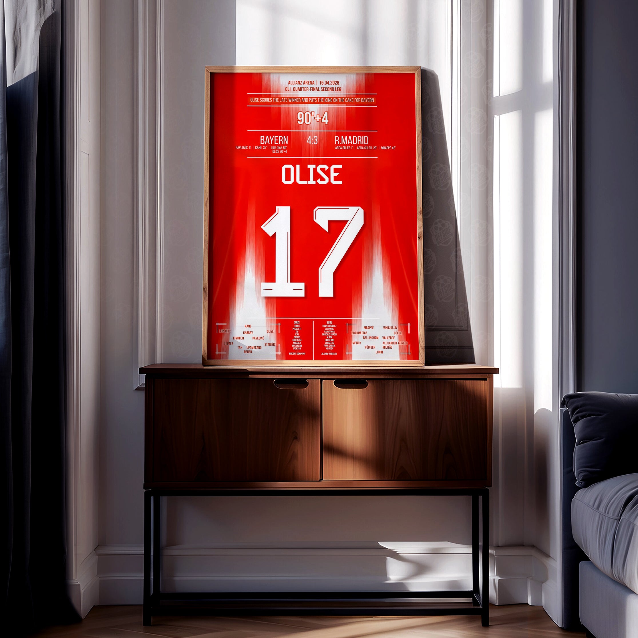 Michael Olise 'UCL Quarter-Final Jersey' Poster - Image 2